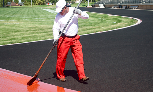 Running track being paved in place